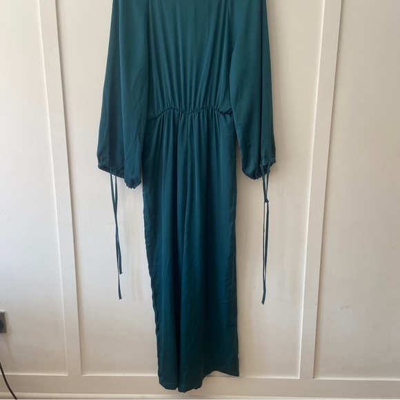Zara Satin Teal Jumpsuit with elastic waist, wide leg - Size M - Picture 6 of 10